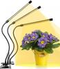 Lámpara LED con clip para plantas transfronterizas, lámpara de crecimiento para plantas suculentas de cuatro cabezales, lámpara de crecimiento de espectro completo con atenuación temporizada por USB