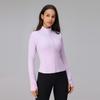 Top Deportivo Corto Ajustado Suave Ceroso Aspecto Adelgazante Define Ropa de Yoga Manga Larga Cremallera Ropa para Correr Fitness