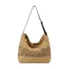 Bolsa Tote Tecida Simples com Recortes da Moda para Mulheres, Estilo Vintage de Férias Primavera 2026 Bolsa de Ombro para Praia de Grande Capacidade