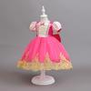Amazon novo vestido de rapunzel lado da menina bordado manga bolha cosplay 61 traje infantil