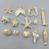 Efecto Perla Imitación Chapado en Oro Imitación Concha Estrella de Mar Accesorios Peces Marinos Caballito de Mar Colgante con Agujero Accesorios para Joyería DIY