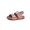 Sandálias Birkenstock Infantis Verão Novo Estilo Dupla Fivela Velcro Solado Macio para Bebês Abertas na Ponta para Meninos e Meninas Sapatos Casuais de Praia