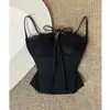 88846 Estilo Chica Caliente Tirante de Cuerda Top Corto tipo Camisola de Vacaciones para Mujer, Adelgazante y Elegante