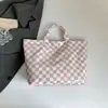 Bolso de Mano Popular Transfronterizo 2026 Nuevo Modelo Transparente Simple de Gran Capacidad Bolso de Mano Retro Cuadros Bolso para Mujer