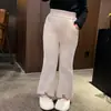 Calça flare lisa de renda para bebê menina 2026 outono e inverno nova calça infantil com forro de fleece para uso ao ar livre, versátil e quente