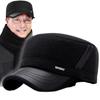 Gorro de Lana Cálido a Prueba de Viento con Protección para las Orejas para Personas Mayores, Sombrero Redondo de Ala Ancha para Hombre para Otoño e Invierno, A Prueba de Frío