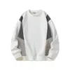 Sudadera bicolor para hombre primavera/otoño 2026 forrada de polar cuello redondo corte holgado versátil ropa de invierno marca de moda camiseta base top venta al por mayor