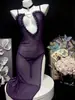 Nube de Rosa Qqny Comercio Exterior Europeo y Americano Estilo Nuevo Lencería Sexy, Vestido Transparente de Malla Color Sólido con Abertura Alta para Mujeres