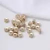 Contas Espaçadoras Flor de Cinco Folhas com Zircônia Banhada a Ouro 14K Contas Espaçadoras Planas Rodinha de Zircônia Microcravejada Material para Pulseira DIY Feito à Mão