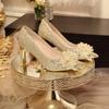 Sapatos de Casamento para Noivas Que Não Cansam os Pés, Vestido de Casamento Hexiu Sapatos de Cristal Dois Usos 2025 Novos Saltos Altos