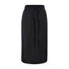 Saia midi casual esportiva de cintura alta com cordão, cor sólida, nova moda outono, versátil, justa, em linha A