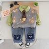 Ropa de Otoño para Niño Traje de Tres Piezas de Primavera y Otoño Camisa Guapa para Bebé Niño Ropa Occidental para Niño Pequeño Camisa