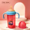 Taza de Aprendizaje con Popote y Asa para Bebé de PP Antiderrames 330ml Gran Capacidad Taza de Agua Infantil para Guardería Taza de Dibujos Animados