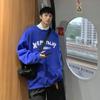 Moletom Gola Redonda Masculino Outono Tendência Estilo Ins Hong Kong Top Solto Estampa de Letra Marca Tendência Versátil Jaqueta Casual