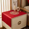 Funda para mesita de noche, Tela a prueba de polvo para bodas, Mantel rojo festivo, Decoración de habitación de bodas, Arreglo de guirnaldas, Artículos para bodas