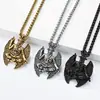 Qianfeng Jewelry Europeo y Americano Misterioso Retro Cabra Diabólica Acero de Titanio Colgante Punk para Hombre Oscuro Baphomet Collar