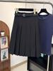 Falda plisada gris de longitud media para mujer, estilo preppy, cintura alta, efecto adelgazante, falda de media longitud que cubre la cadera con cinturón 9674