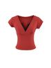 2025 Nuevo Verano para Mujer Estilo Francés Retro Puro Lujuria Encaje Empalmado Cuello en V Tops de Manga Corta Camisetas Sexys