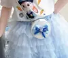 Conjunto de Dos Piezas para Niña de Verano Nuevo de Dibujos Animados de Sirena Camiseta de Manga Corta y Falda de Malla con Volantes Dulce de Princesa Moderno