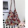 Coreia do Sul Dongdaemun Novo Estilo Fresco Floral Bolsa de Lona Feminina Street All-match Bolsa de Ombro de Axila Estilo Preguiçoso Bolsa Feminina