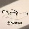 Gafas de montura media de moda estilo retro con forma de ceja, unisex, con lentes transparentes, doble puente, montura dorada y diseño de ceja negra, gafas de moda