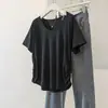 Camiseta de Manga Corta Talla Grande para Mujer 2026 Verano Nuevo Huecos Diseño Adelgazante Sentido de la Moda MM con sobrepeso Versátil Top que Reduce la Edad
