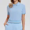 Ropa de Tenis Transfronteriza para Mujer, Camisa Polo de Golf con Cremallera y Cuello, Top Camiseta Deportiva Transpirable de Alta Elasticidad para Exteriores