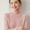 Suéter de Cachemir de una Sola Pieza Listo para Usar para Mujer, Cuello de Pelo Color Sólido Suéter Interior, Camiseta de Punto Holgada Adelgazante