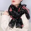 Elegante Bufanda Floral de Mamá 180*90cm Bufanda de Seda de Bali Forma Cóncava para Foto de Viaje Chal de Estilo Occidental