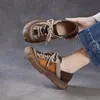 Zapatos Planos Casuales con Cordones para Mujer, Bloques de Color Retro de Piel de Vaca de Primera Capa, Suela Suave Cómoda, Estilo Nuevo Primavera 2026
