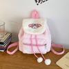 Livro Vermelho Novo Urso de Desenho Animado Fofo Mochila de Pelúcia Mochila para Estudante Universitária Feminina Bolsa de Grande Capacidade Presente