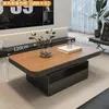 Mesa de Centro Rectangular Lujo Ligero Moderna Simple Minimalista Italiano de Gama Alta Apartamento Pequeño Sala de Estar Hogar Pizarra Diseñador