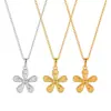 Colar de Flor de Ameixa Banhado a Ouro 18K Esculpido em CNC para o Sr.. Colar Corrente Clavícula da Moda Versátil da Zhou Venda por Atacado