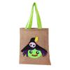Bolsa de lino con patrón de dibujos animados, bolso de yute y lino, bolso de compras portátil, bolso de lino, accesorios de decoración para disfraces de niños
