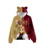 Sudadera con Capucha Nueva para Niños con Orejas de Gato Impresión 3D para Hombres y Mujeres Novedad del Mundo de la Animación