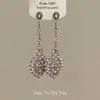 Pendientes de Ratán con Flor Rosa y Azul Contrastantes Coloridos Retro Europeos Circonita Lujo Accesible Resistentes para Cena Full Diamante Exagerados Personalizados