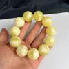 Pulsera rusa flotante de flor blanca, aceite de pollo y cera de abejas amarilla para hombre y mujer, con cuentas de ámbar originales, cuentas redondas de un solo círculo y néctar blanco.