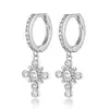 Pendientes de Plata de Ley S925 con Forma de Cruz Estilo Ins Transfronterizo Tendencia Europea y Americana Lujo Accesible Pendientes Elegantes de Gama Alta