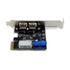 Placa Adaptadora PCIe para USB 3.0 de Porta Dupla Placa de Expansão para Computador Desktop VL805 com Interface Frontal de 20 Pinos