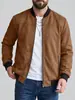 Chaqueta de aviador retro europea y americana para hombre de ante con cuello de béisbol y cremallera, abrigo casual, venta al por mayor