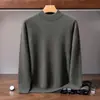 Nova coleção outono e inverno: suéter masculino de cashmere, cor sólida, gola alta discreta, suéter de lã, adequado para uso profissional, tamanhos grandes, pode ser usado como camada base
