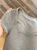 Camiseta Cinza Gola U Ombro a Ombro Manga Curta Estilo Americano Feminina Verão Design Puro Nicho Slim Fit Doce Spice Girl Top Curto