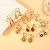 Pendientes de la Serie Colgante de Concha Blanca Retro de Lujo Ligero Estilo Francés Acero Inoxidable Oro de 14K Estilo Ins Europeo y Americano Simple de Gama Alta