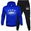 Conjunto Deportivo Casual de Dos Piezas para Hombre con Sudadera y Pantalón de Chándal de Terciopelo de Color Sólido con Estampado de Letras Transfronterizo Se Puede Personalizar con Logo Impreso