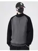 Suéter de Punto con Bloques de Color y Media Cremallera Estilo Coreano Ajustado para Hombre Otoño e Invierno Capa Base Casual Pulóver de Bloques de Color Cálido Marca de Tendencia