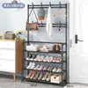 Zapatero simple de varias capas, perchero multifuncional de pie para dormitorio en casa, zapatero de almacenamiento, zapatero y perchero para sombreros