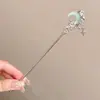 Grampo de cabelo de flor de magnólia, grampo de cabelo de estilo antigo, acessório de cabelo Hanfu, acessório de cabelo de cheongsam para mulheres, grampo de metal com pérola e franja, grampo de cabelo de jade