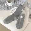 Calcetines de tela de nuevo estilo hasta la mitad de la pantorrilla, calcetines estilo ballet para mujer, calcetines de algodón versátiles estilo coreano para otoño/invierno con ribete de encaje, calcetines con volantes para niñas