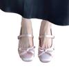 Zapatos Mary Jane de Mujer con Lazo y Tacón Alto 2025 Nuevo Estilo Francés Tacón Grueso Zapatos de Ballet Estilo Francés Zapatos para Aumentar la Altura