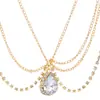 Diadema de Gota de Agua Caliente Transfronteriza Diadema para Cejas Diseño Creativo Retro Europeo y Americano Borla Multicapa Cadena para la Frente de Novia